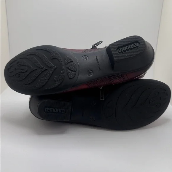 REMONTE Women's Burgundy Ankle Zip Up Boots Size 39 - Picture 4 of 12